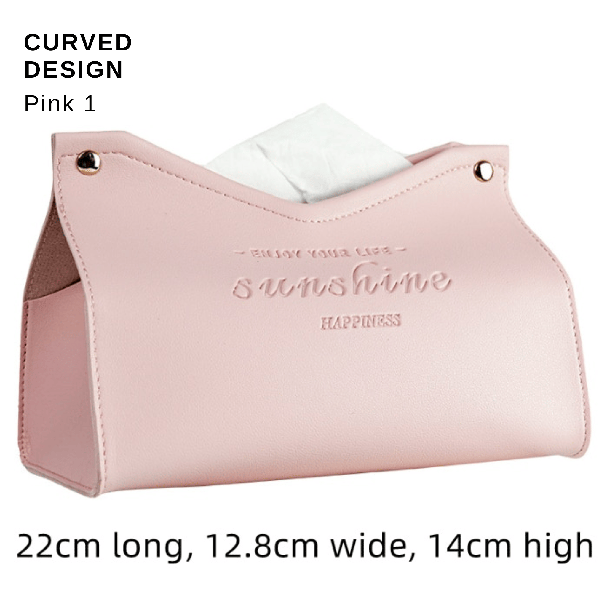 Stylish PU Tissue Box Holder | Curved and Straight Styles | Seven Colors Pink1 Facial Tissue Holder