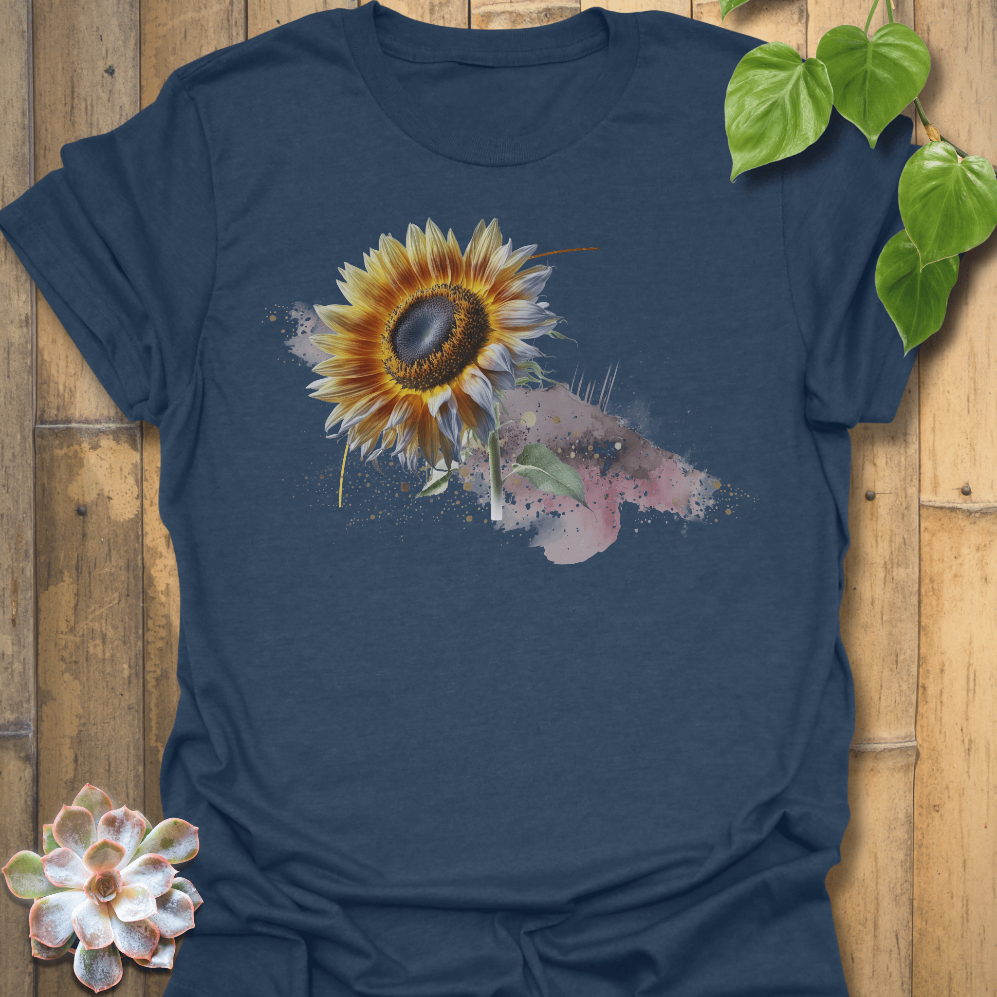 Sunflower Serenity T-shirt Heather Navy / S T-Shirt