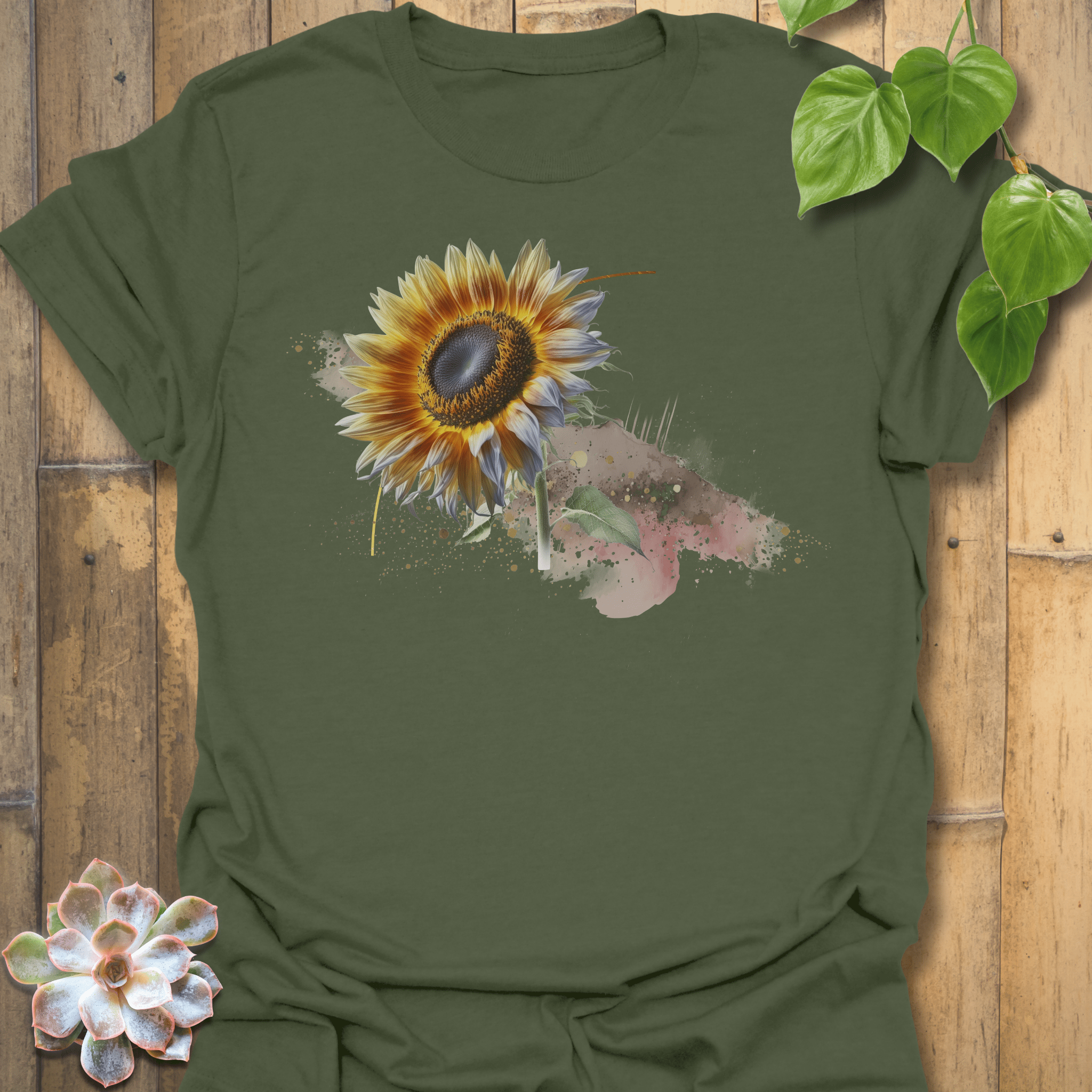 Sunflower Serenity T-shirt Military Green / S T-Shirt