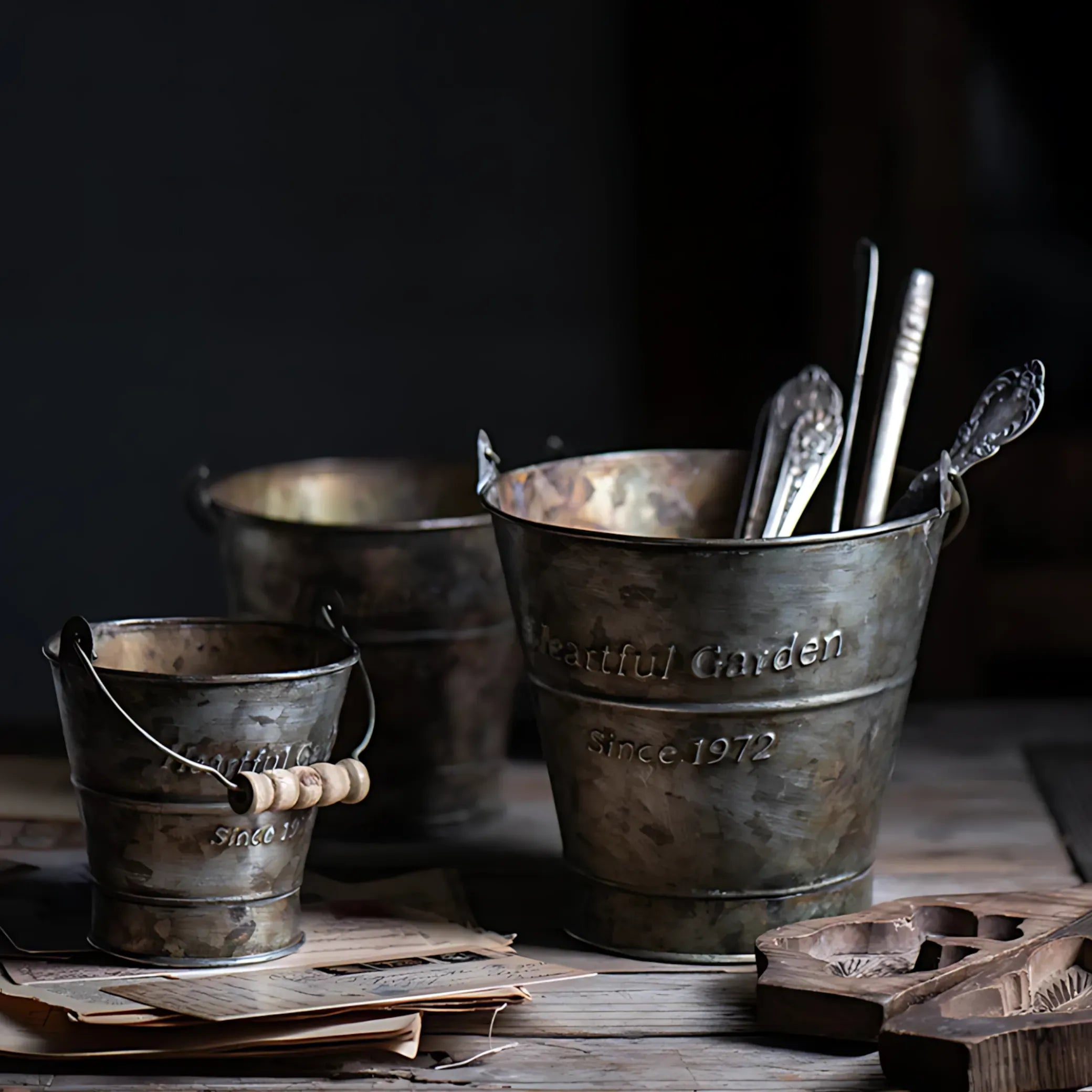 Vintage Iron Bucket Iron Bucket