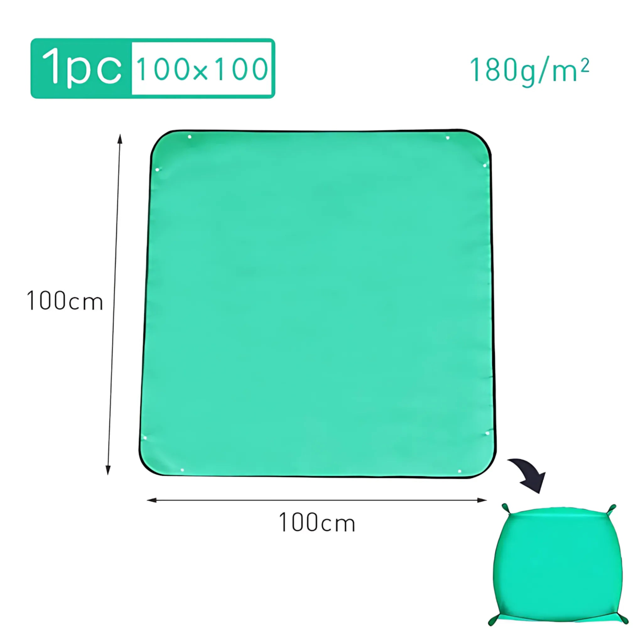 Waterproof Planting Mat - Foldable Garden Potting Pad Green 100x100CM Planting Mat