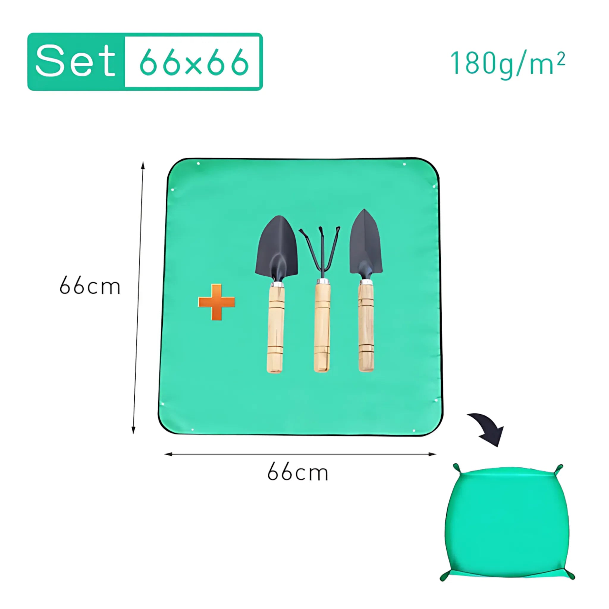 Waterproof Planting Mat - Foldable Garden Potting Pad Green 66x66CM Set Planting Mat