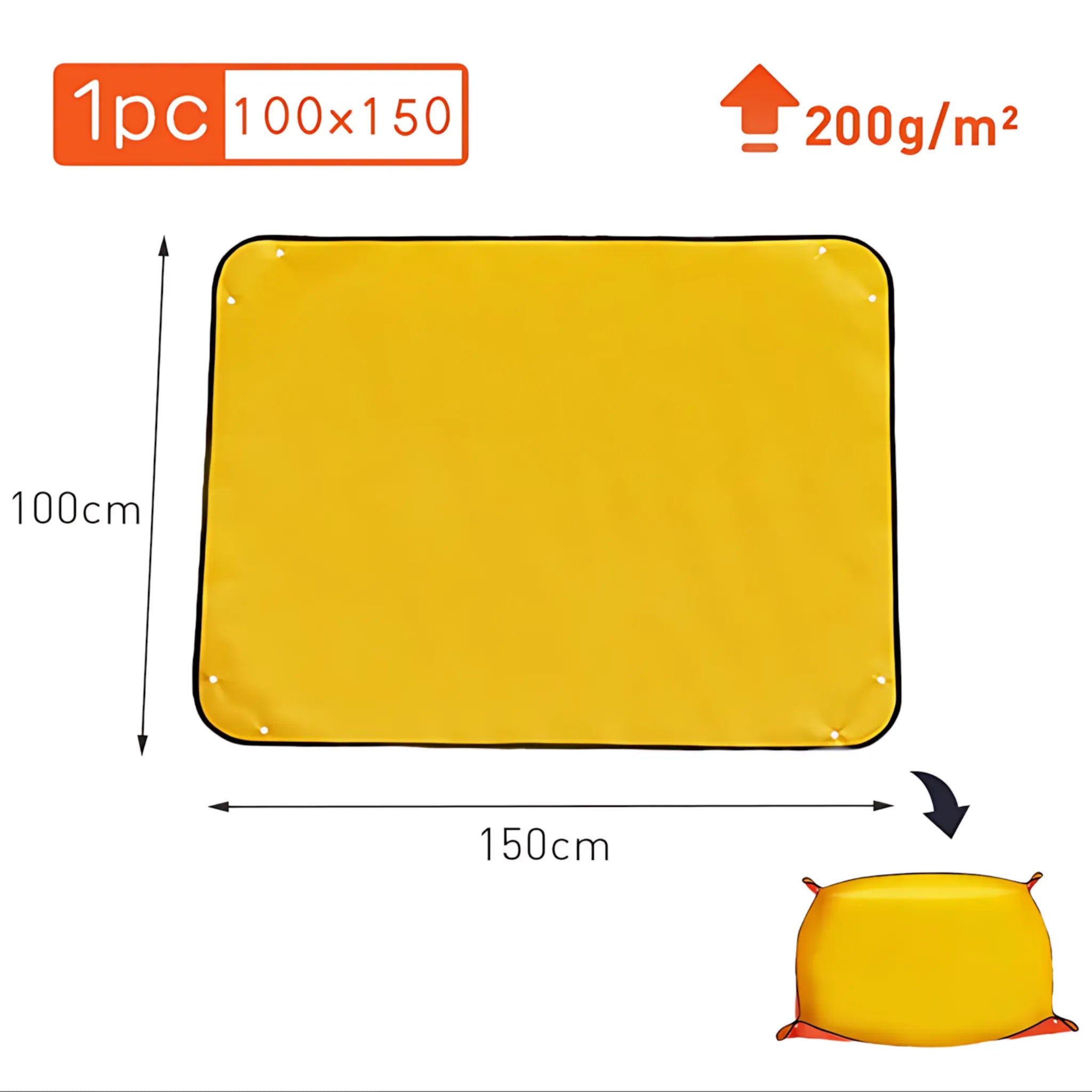 Waterproof Planting Mat - Foldable Garden Potting Pad Orange 100x150CM Planting Mat