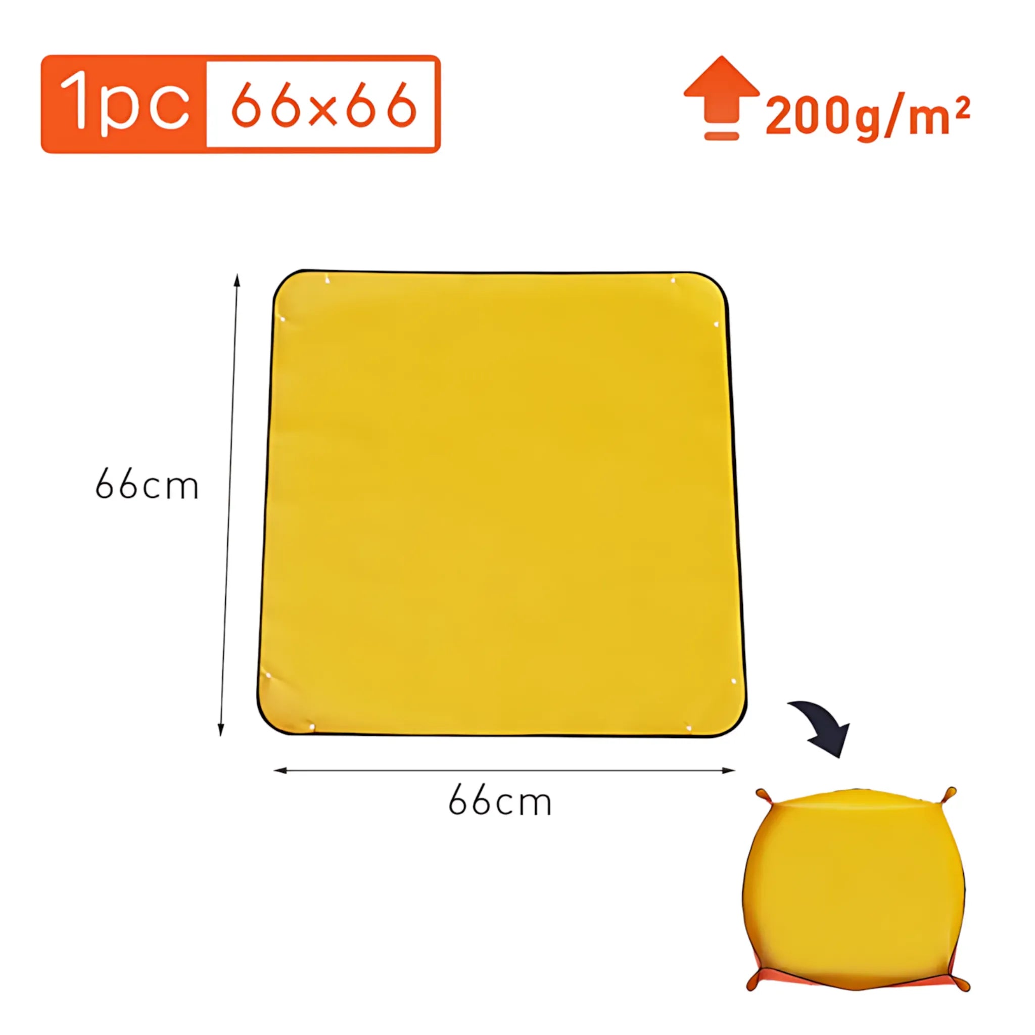 Waterproof Planting Mat - Foldable Garden Potting Pad Orange 66x66CM Planting Mat