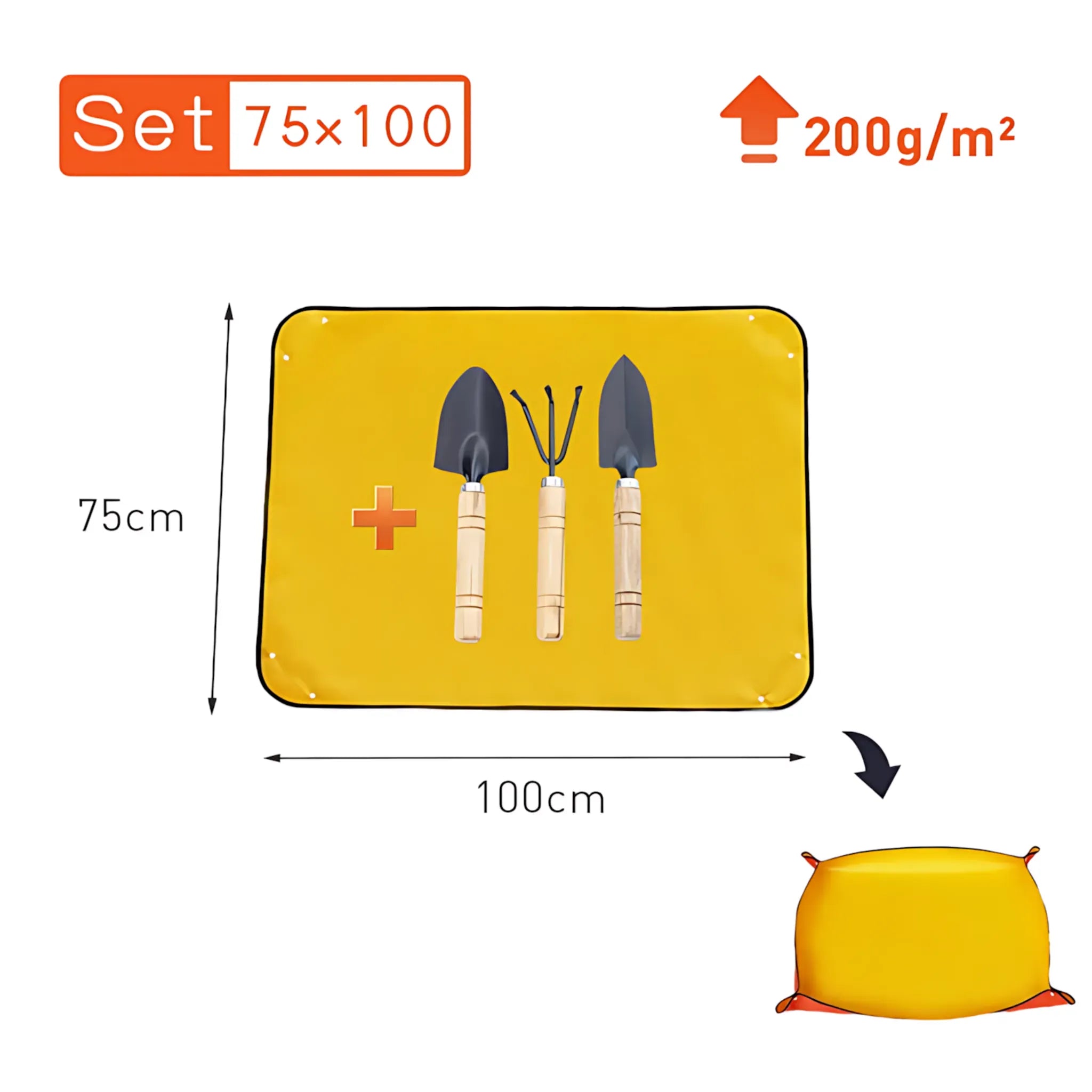 Waterproof Planting Mat - Foldable Garden Potting Pad Orange 75x100CM Set Planting Mat