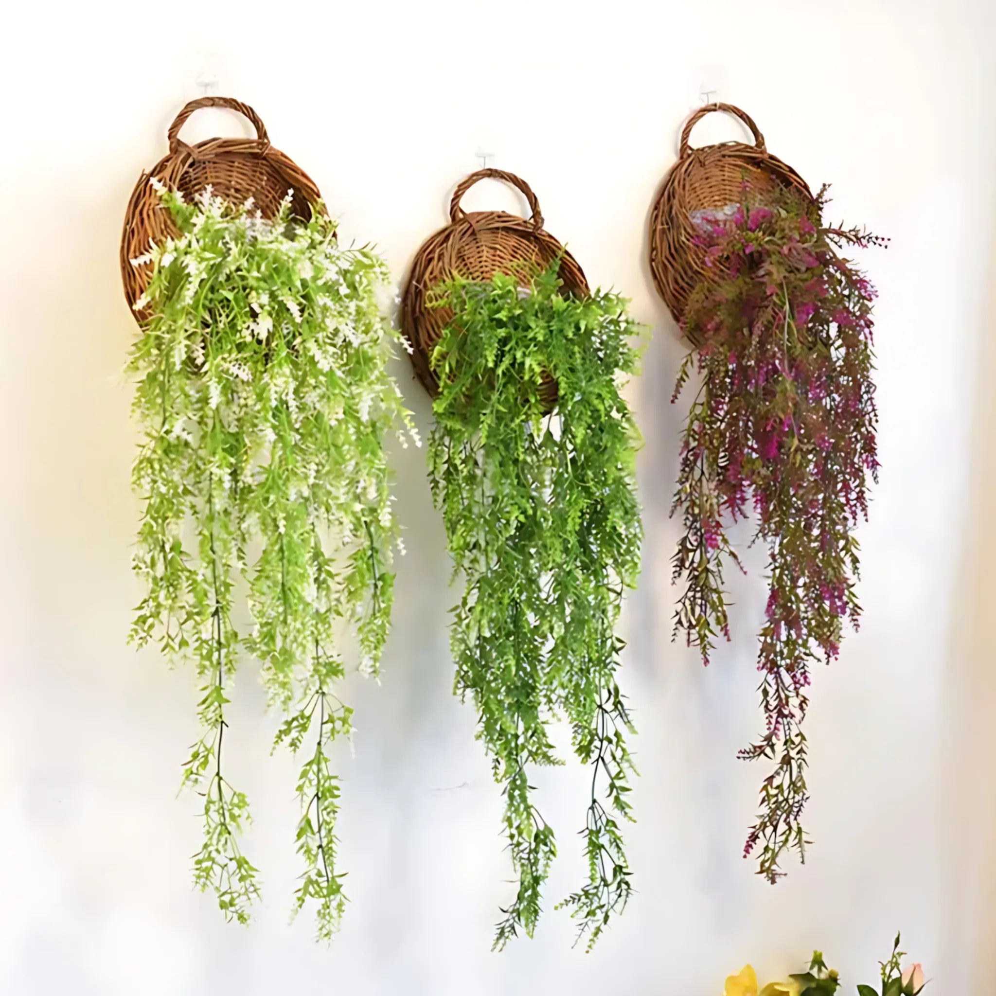 Wicker Wall Planter - Handmade Rattan Hanging Flower Basket Flower Pot