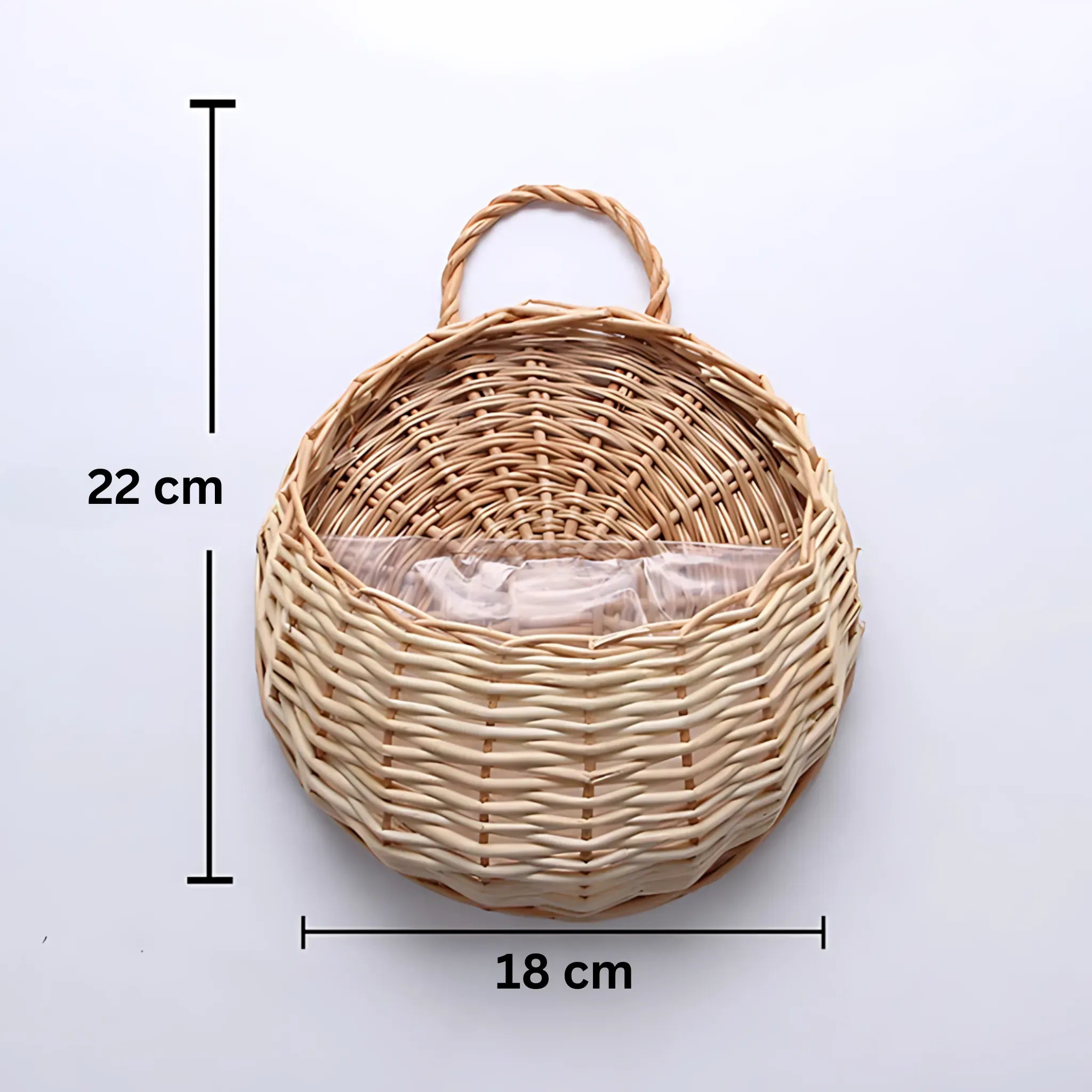 Wicker Wall Planter - Handmade Rattan Hanging Flower Basket Off white 18cm Flower Pot