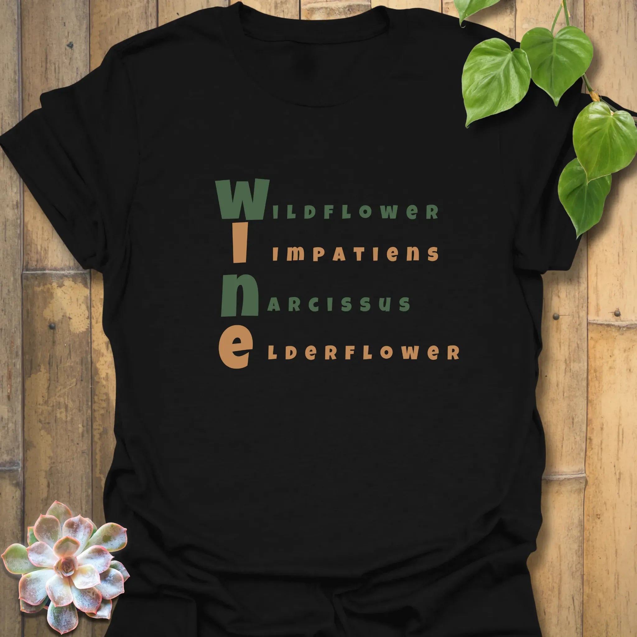 Wine (Wildflower, Impatiens, Narcissus, Elderflower)T-shirt Black / S T-Shirt