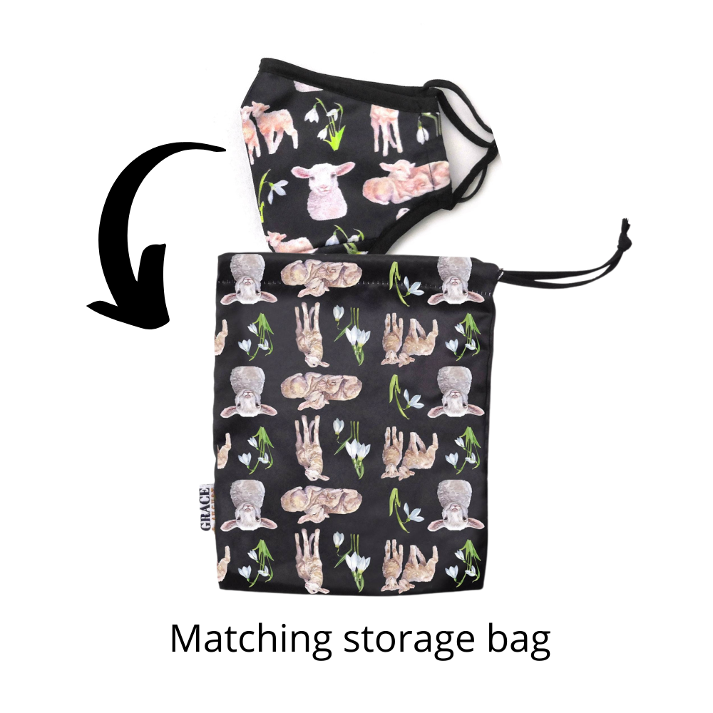 NZ Edition Premium Child Face Mask Set - 3 Layer 100% Cotton Reusable Face Mask - Lots of Lambs Child