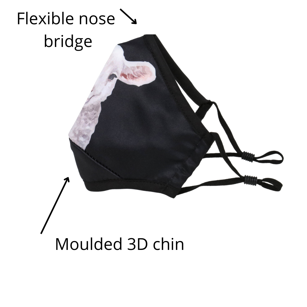 NZ Edition Premium Child Face Mask Set - 3 Layer 100% Cotton Reusable Face Mask - Little Lamb Child