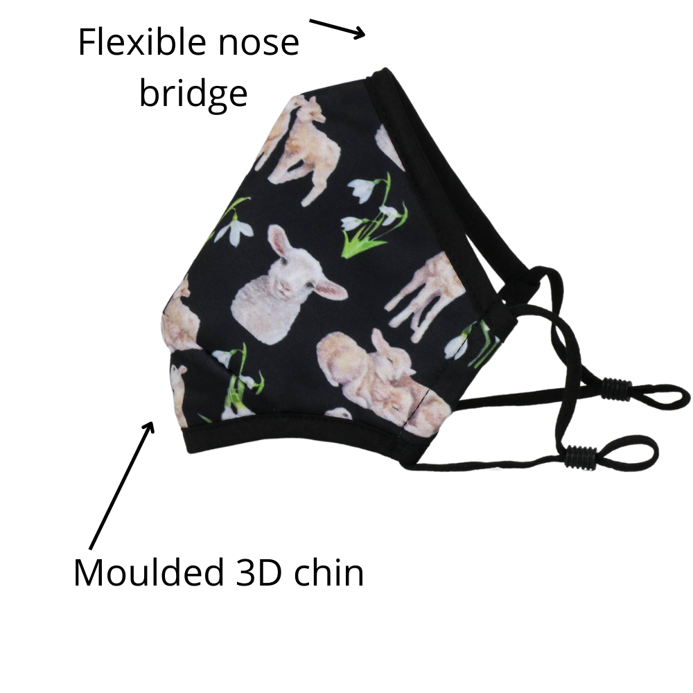 NZ Edition Premium Child Face Mask Set - 3 Layer 100% Cotton Reusable Face Mask - Lots of Lambs Child