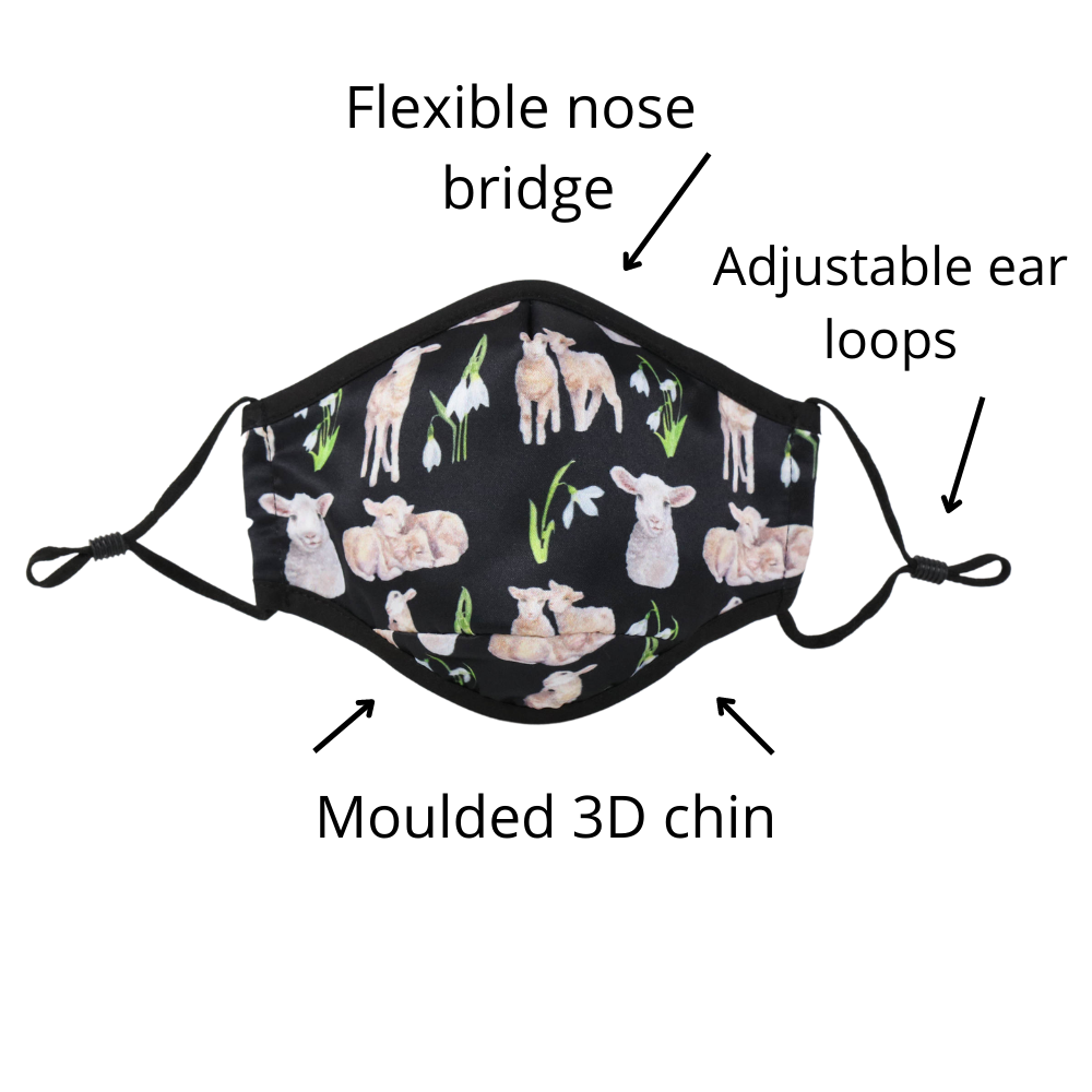 NZ Edition Premium Child Face Mask Set - 3 Layer 100% Cotton Reusable Face Mask - Lots of Lambs Child