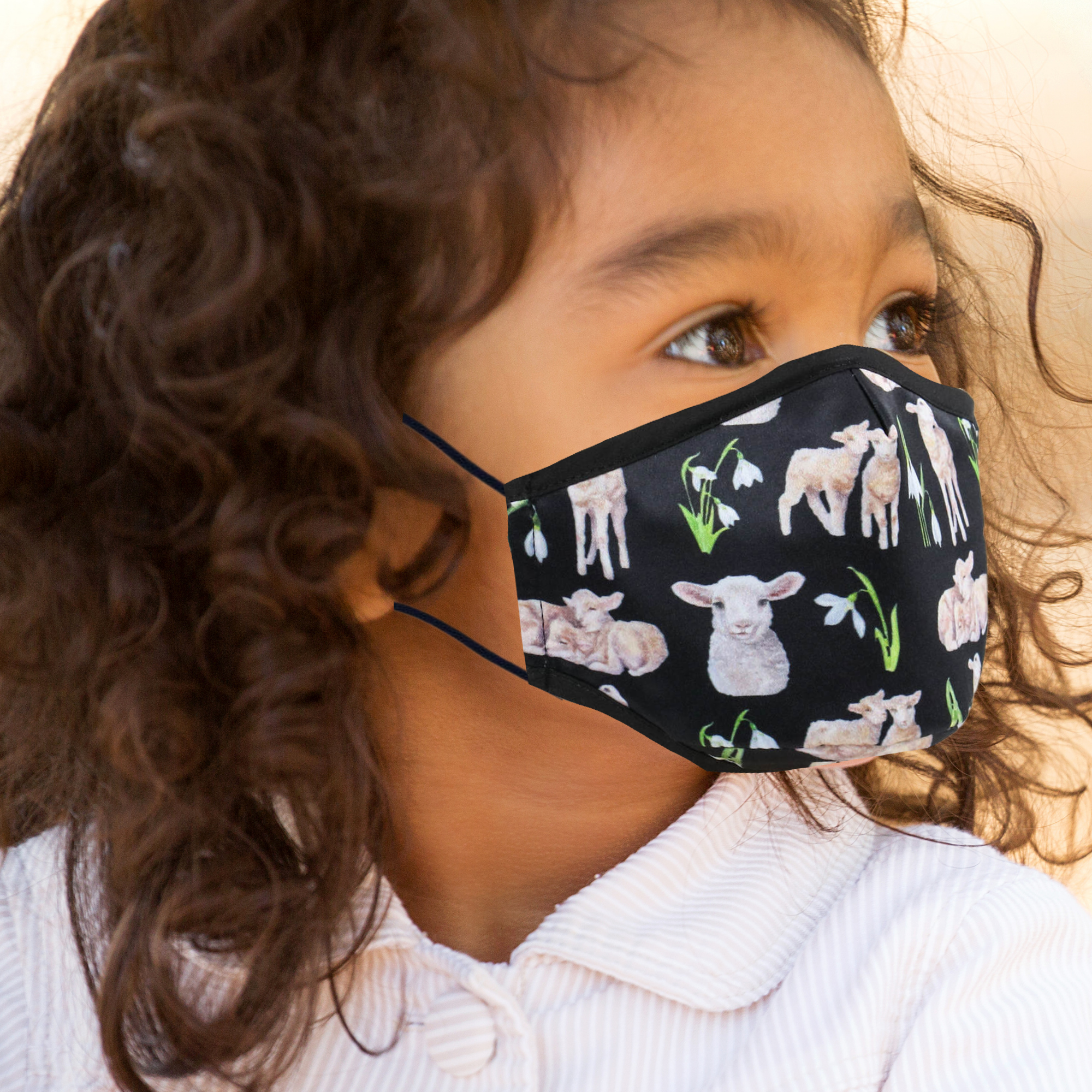 NZ Edition Premium Child Face Mask Set - 3 Layer 100% Cotton Reusable Face Mask - Lots of Lambs Child