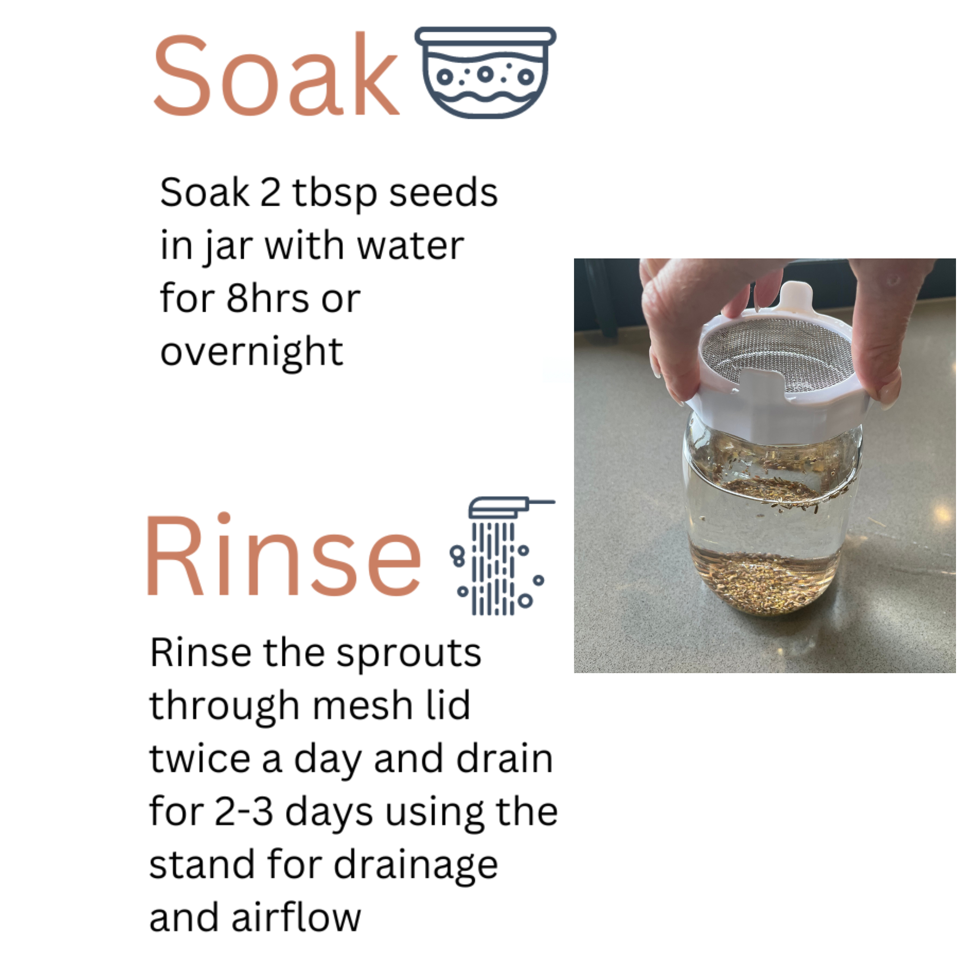 Sprouting Jar lids - Stainless Steel Screen for Wide Mouth Mason Jars - 2 Pack