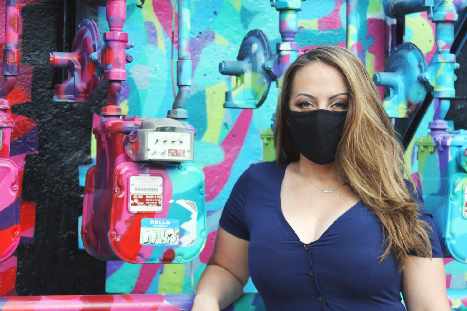 Reusable Fabric  Face Mask - with nose wire, Filter Pocket & 2 X PM2.5 Filters- Black