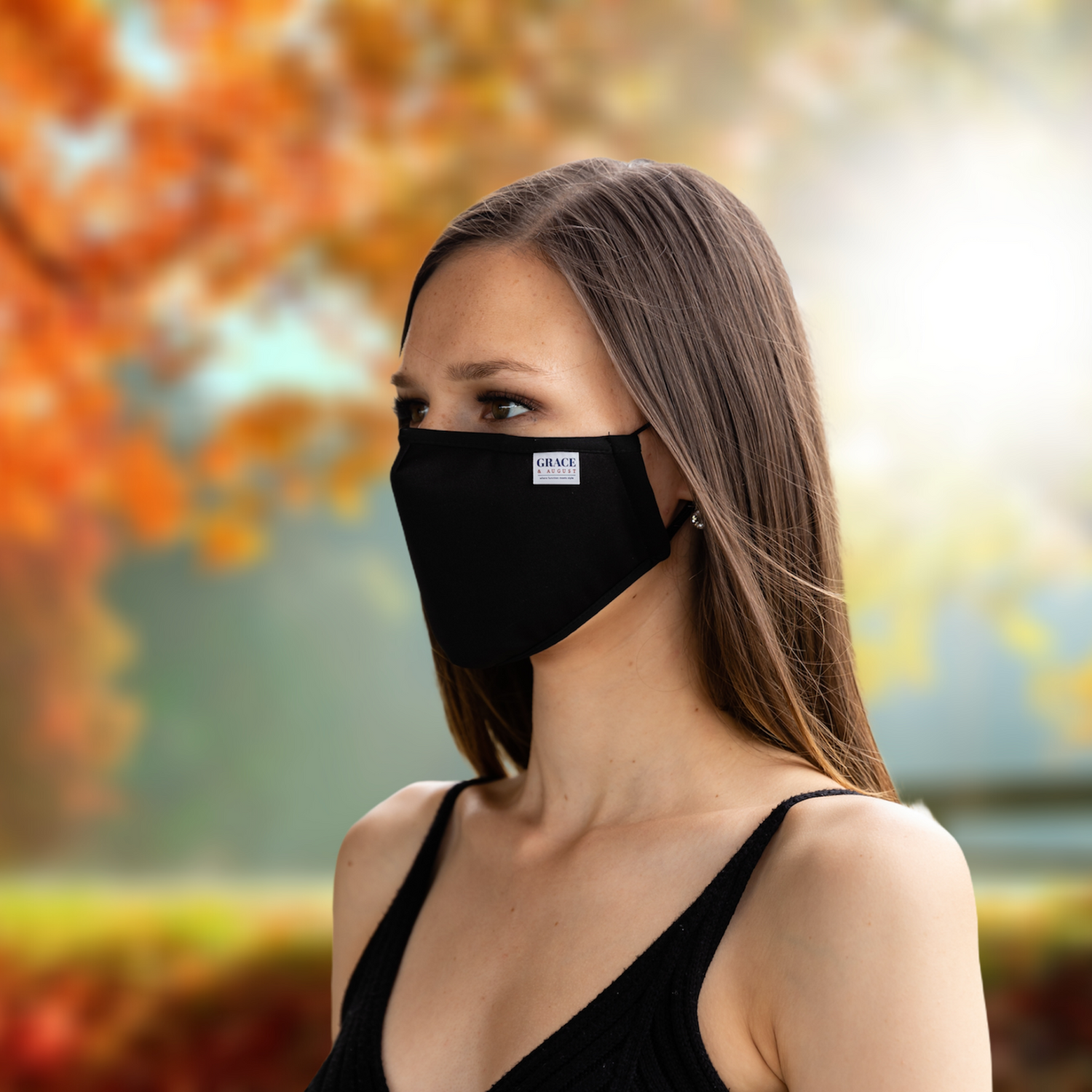 Reusable Fabric  Face Mask - with nose wire, Filter Pocket & 2 X PM2.5 Filters- Black