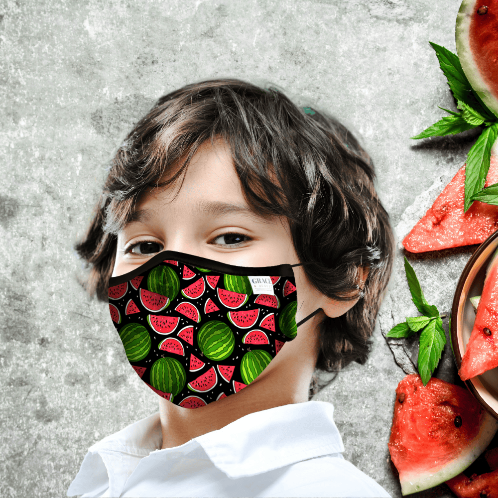 Child Face Mask Reusable with Filter Pocket | Cloth mask with two 2.5 Filters- Watermelon Face masks