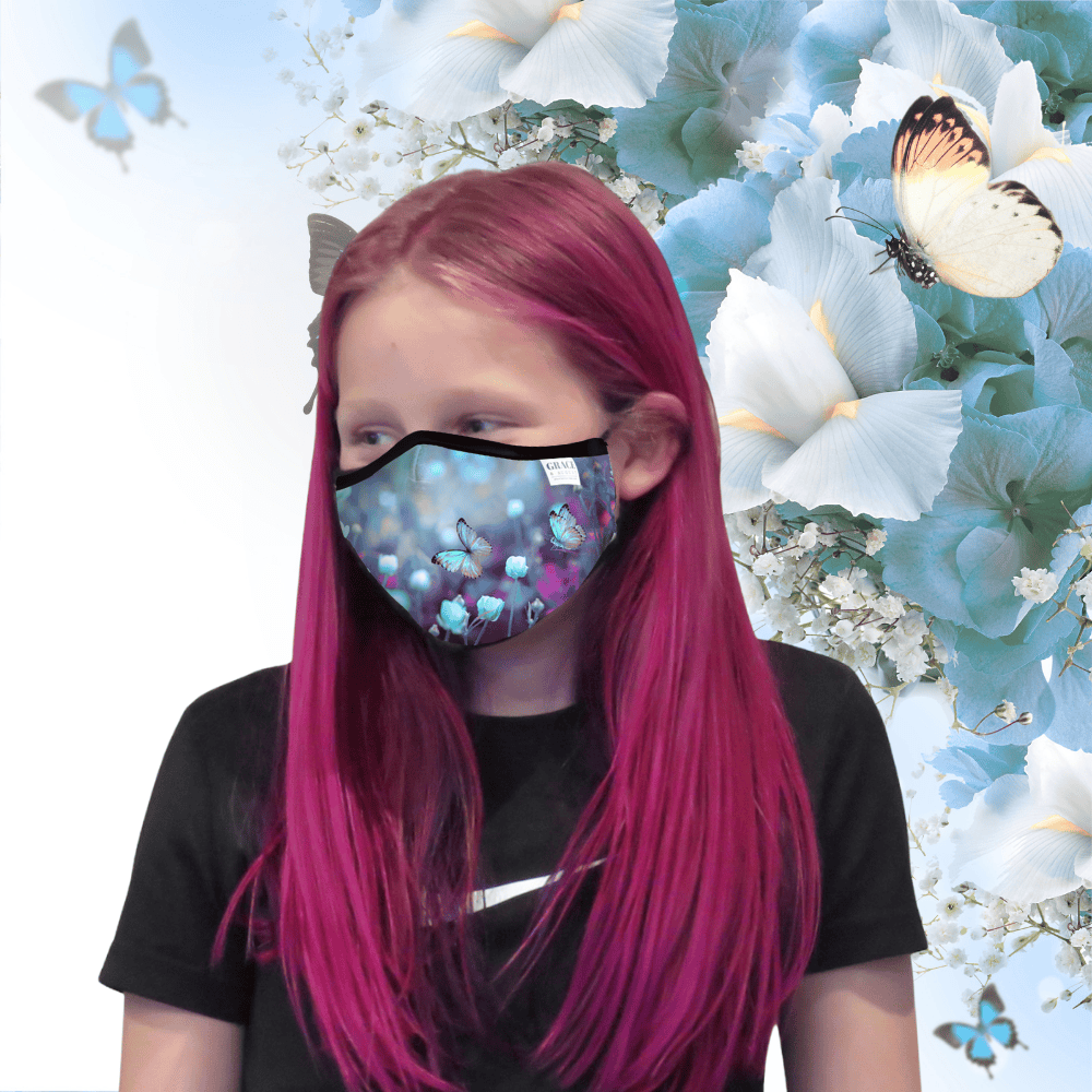 Child Face Mask Reusable with Filter Pocket | Two 2.5 Filters- Butterfly Beauty Face masks