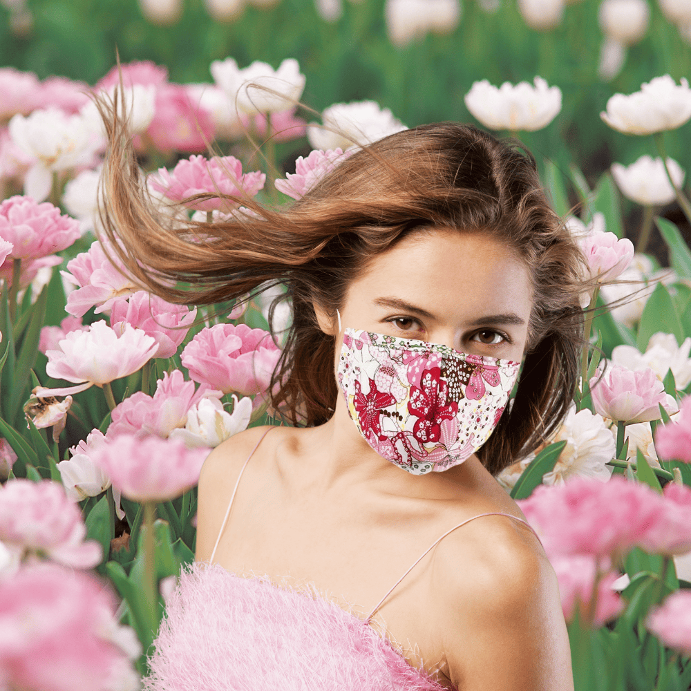 Cotton Face Mask Set - 3 Layer 100% Reusable Face Mask - Pink Exotic Flower Face masks