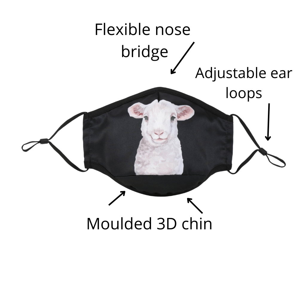 NZ Edition Premium Child Face Mask Set - 3 Layer 100% Cotton Reusable Face Mask - Little Lamb Child Face masks
