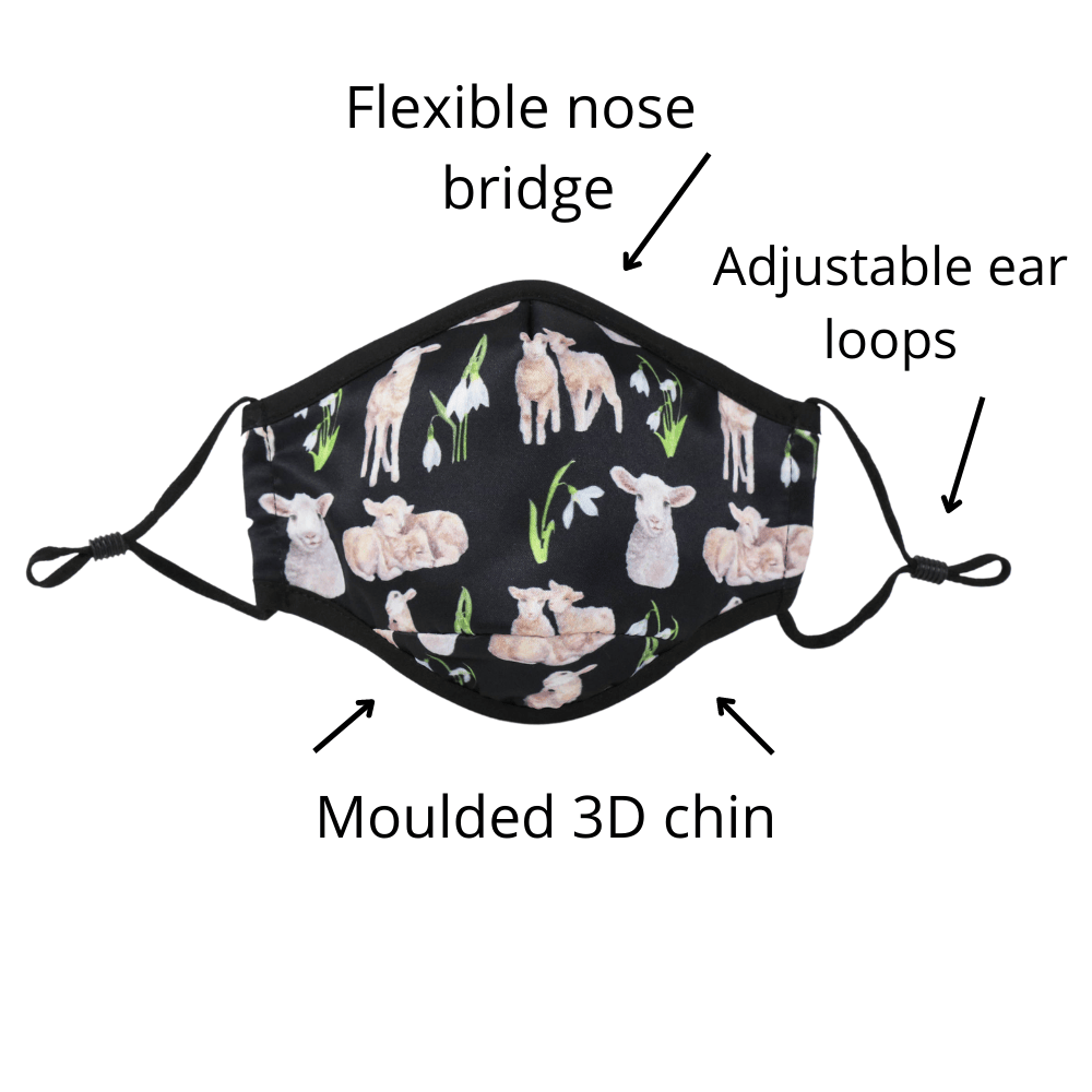 NZ Edition Premium Child Face Mask Set - 3 Layer 100% Cotton Reusable Face Mask - Lots of Lambs Child Face masks
