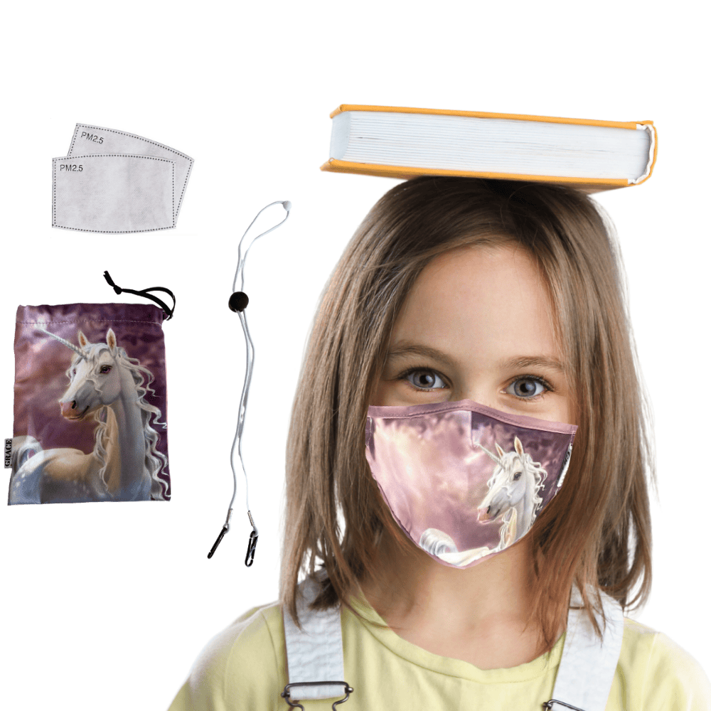 Premium Child Face Mask Set - 3 Layer 100% Cotton Reusable Face Mask - Unicorn Child Face masks