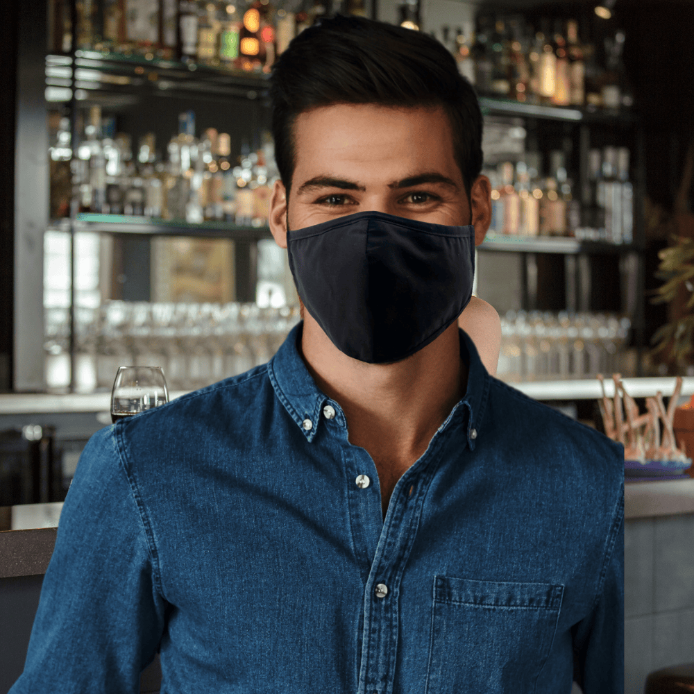 Premium Face Mask Set - 3 Layer 100% Cotton Reusable - Matching bag, lanyard, 4xPM2.5 filters - Black Face masks