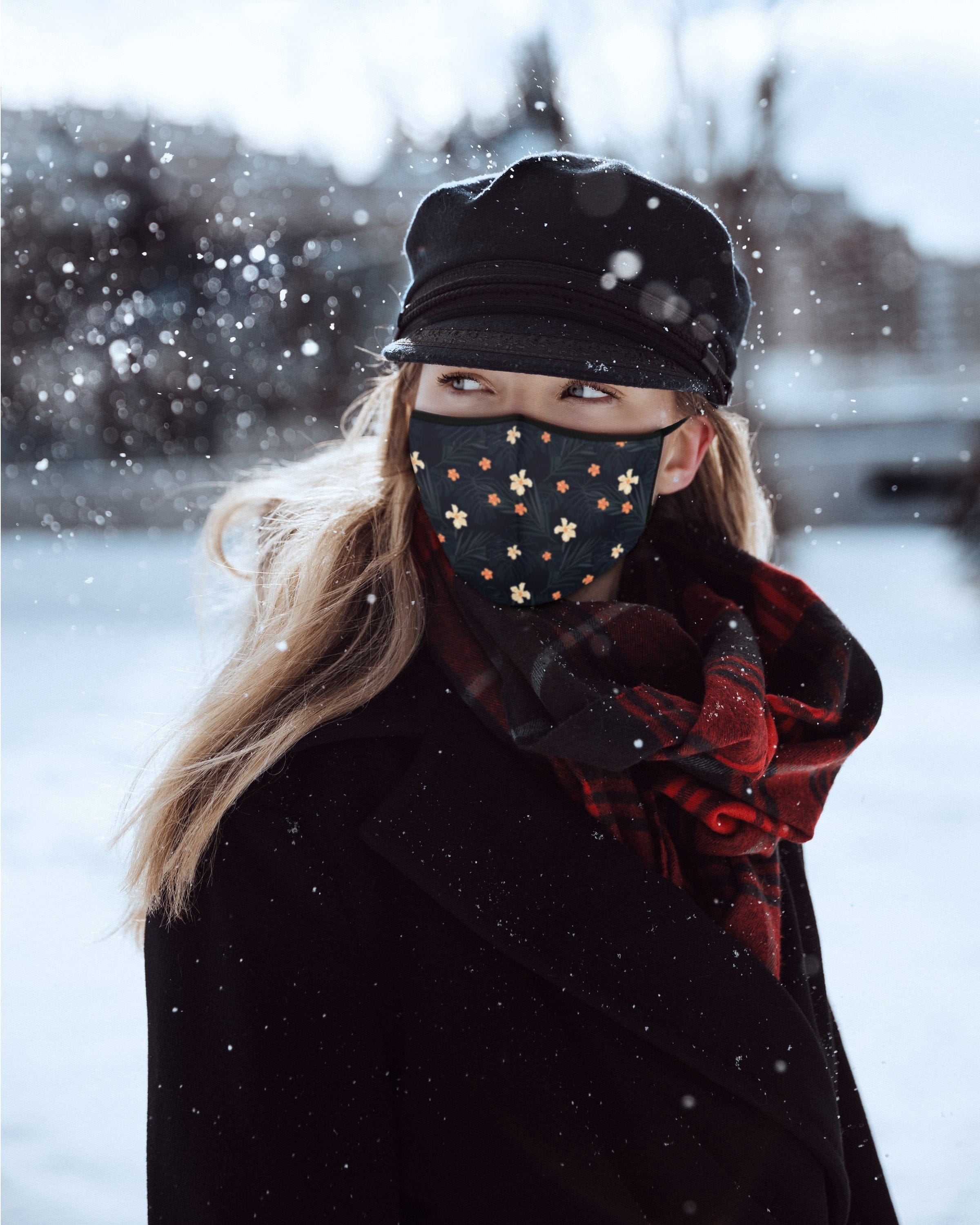 Reusable Fabric Face Mask - with nose wire, Filter Pocket and two 2.5 Filters- Little Flower Face masks