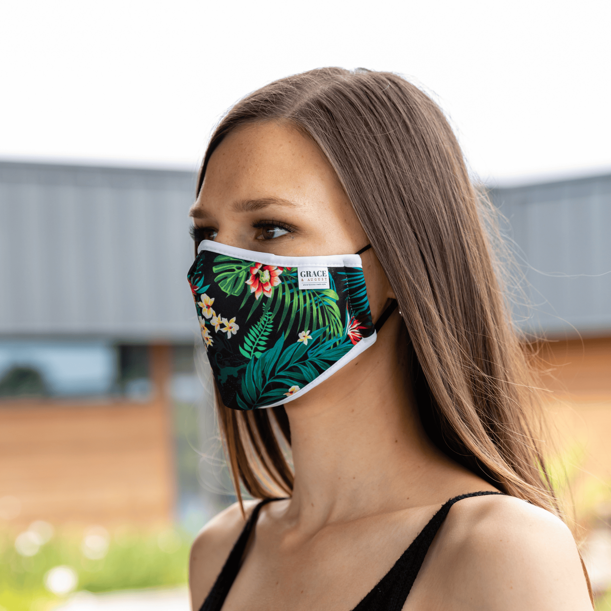 Reusable Face Mask- Fabric with Filter Pocket and two 2.5 Filters- Tropical Flower Face masks