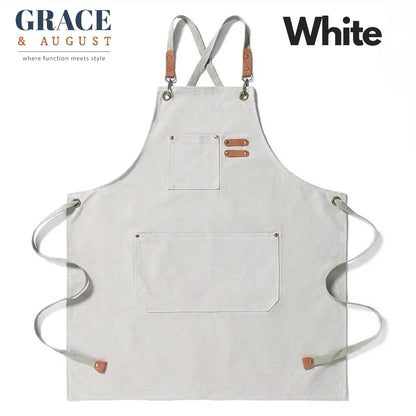 white canvas apron