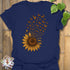 A bold navy tee featuring a radiant sunflower bursting into butterflies — the perfect mix of strength and serenity for nature lovers.