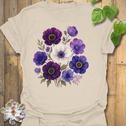 Dragonfly and wildflower graphic t-shirt in natural cream – vintage garden-inspired tee with dragonfly and floral design