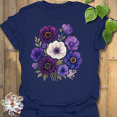 Dragonfly and wildflower graphic t-shirt in navy blue – soft cotton tee for nature lovers and gardeners