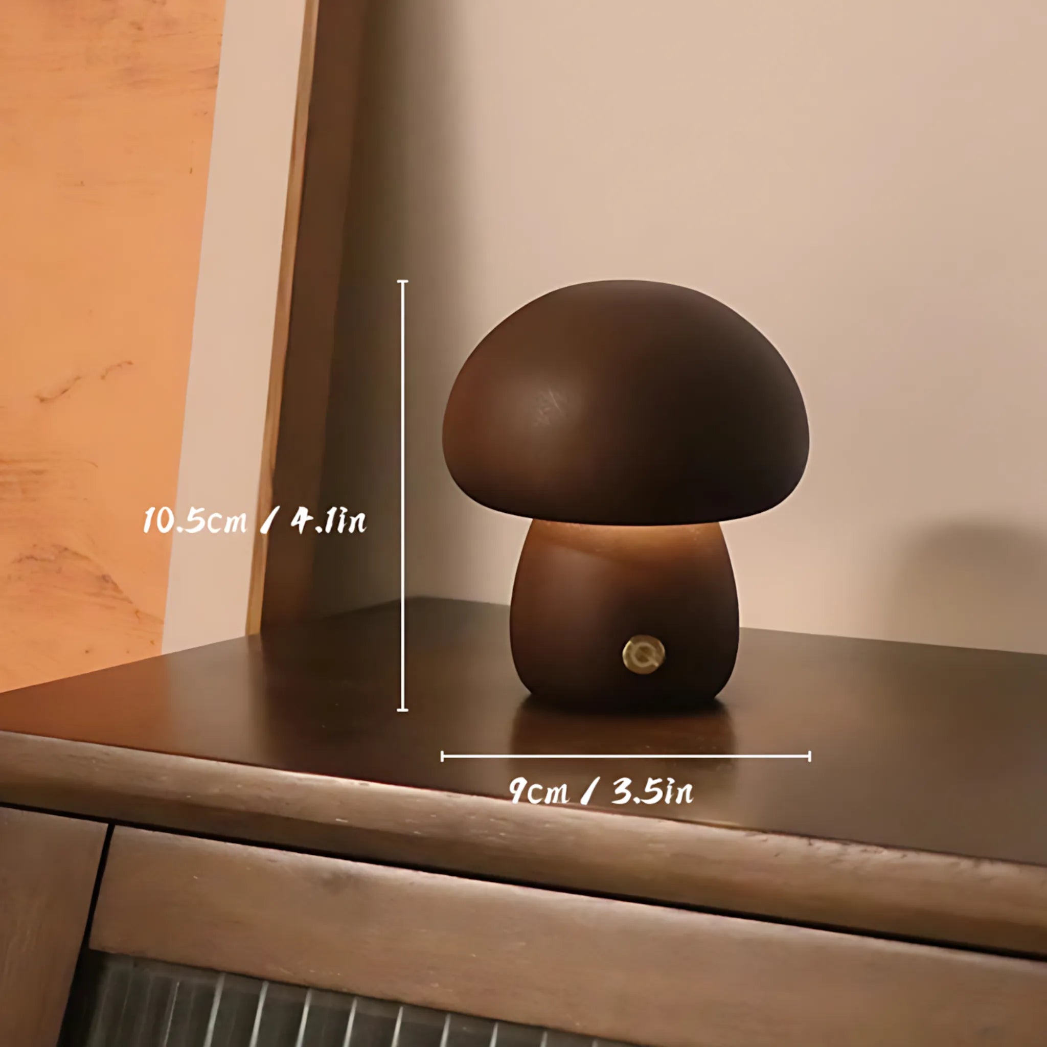 Wooden Mushroom Night Light – Dimmable USB Rechargeable Lamp