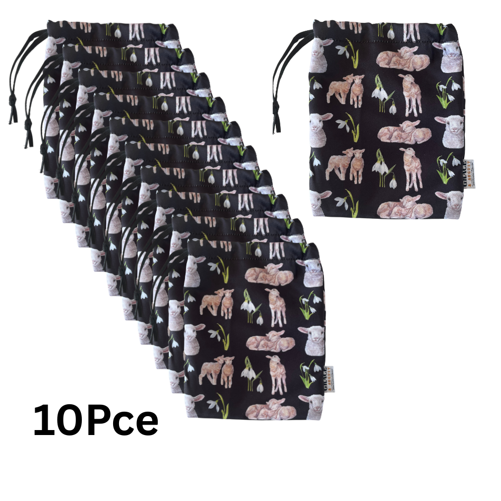 Drawstring Storage Bag - Field of Lambs