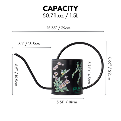 Black Hummingbird Watering Can – 1.5L Stainless Steel Indoor Plant Watering Can - Clearance Item