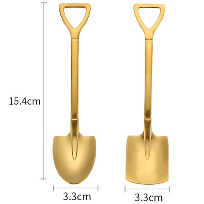 Shovel Coffee Spoon Set - 2 pcs Stainless Steel Ice Cream &amp; Dessert Spoons