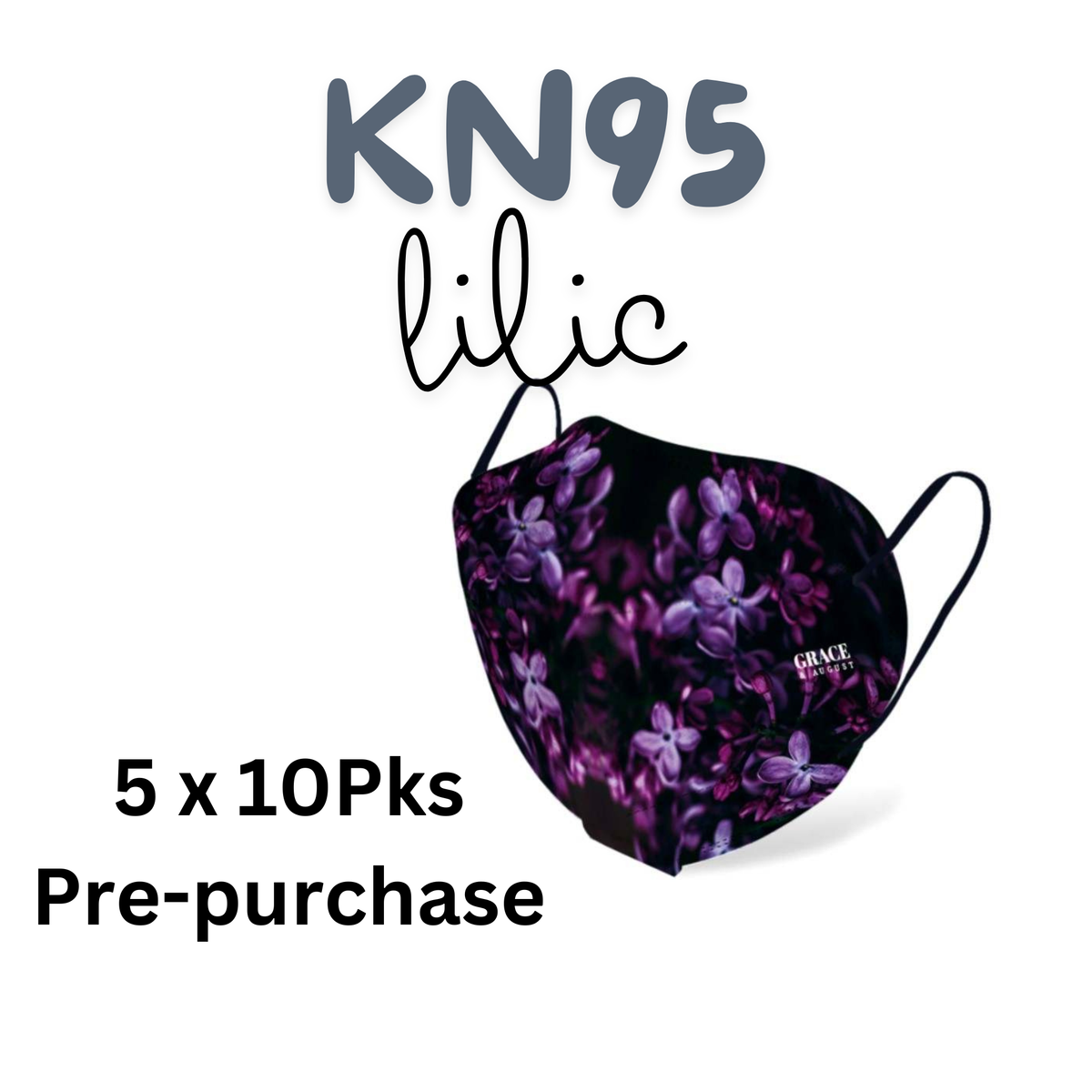 KN95 Disposable Protective Face Masks – Lilac Design (10- per pack)