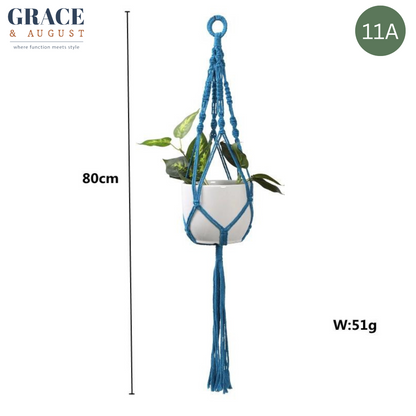 aqua macrame plant hanger