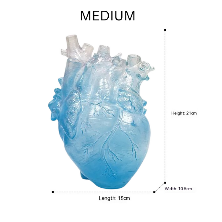 anatomical blue heart vase