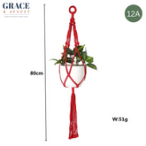 red macrame plant hanger