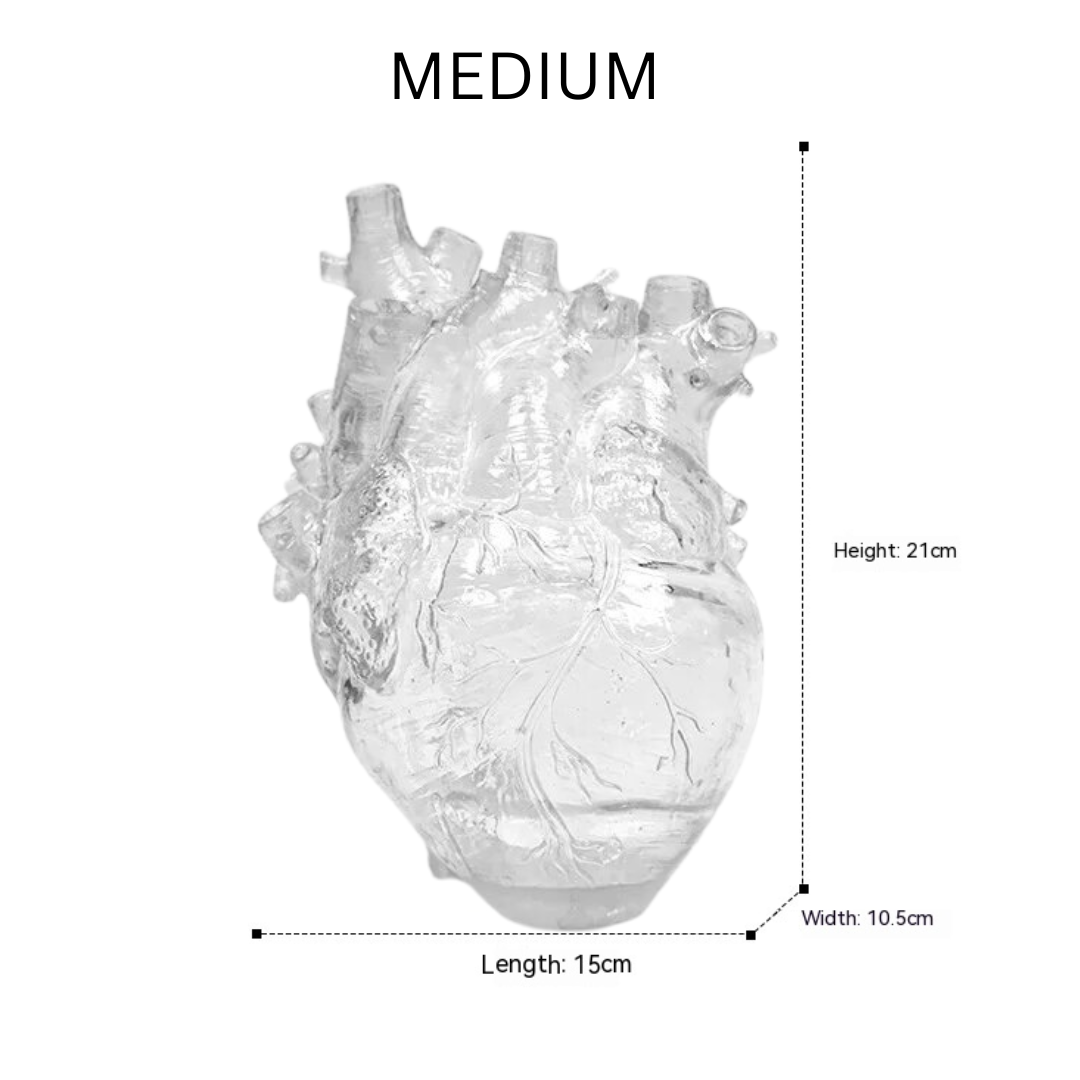 small clear heart shaped vase