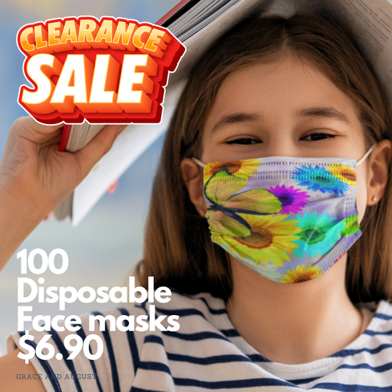 Child Face Mask Medical Grade Disposable | Child Sized Mask  Butterfly Print | 10x10 Pack Child