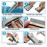 3-in-1 Knife Sharpening Stone - Dual Grit Whetstone Set Sharpening Stones