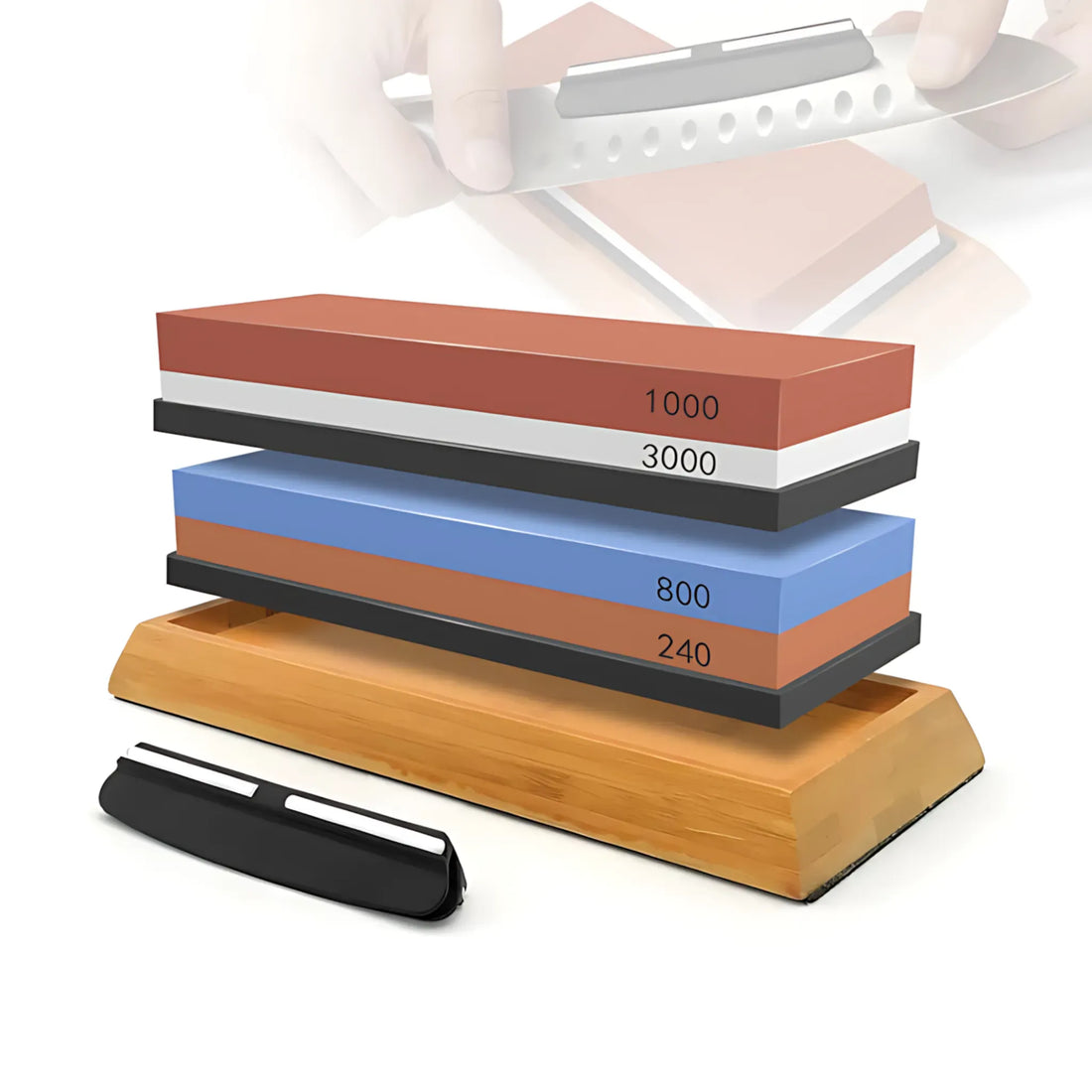 3-in-1 Knife Sharpening Stone - Dual Grit Whetstone Set Sharpening Stones