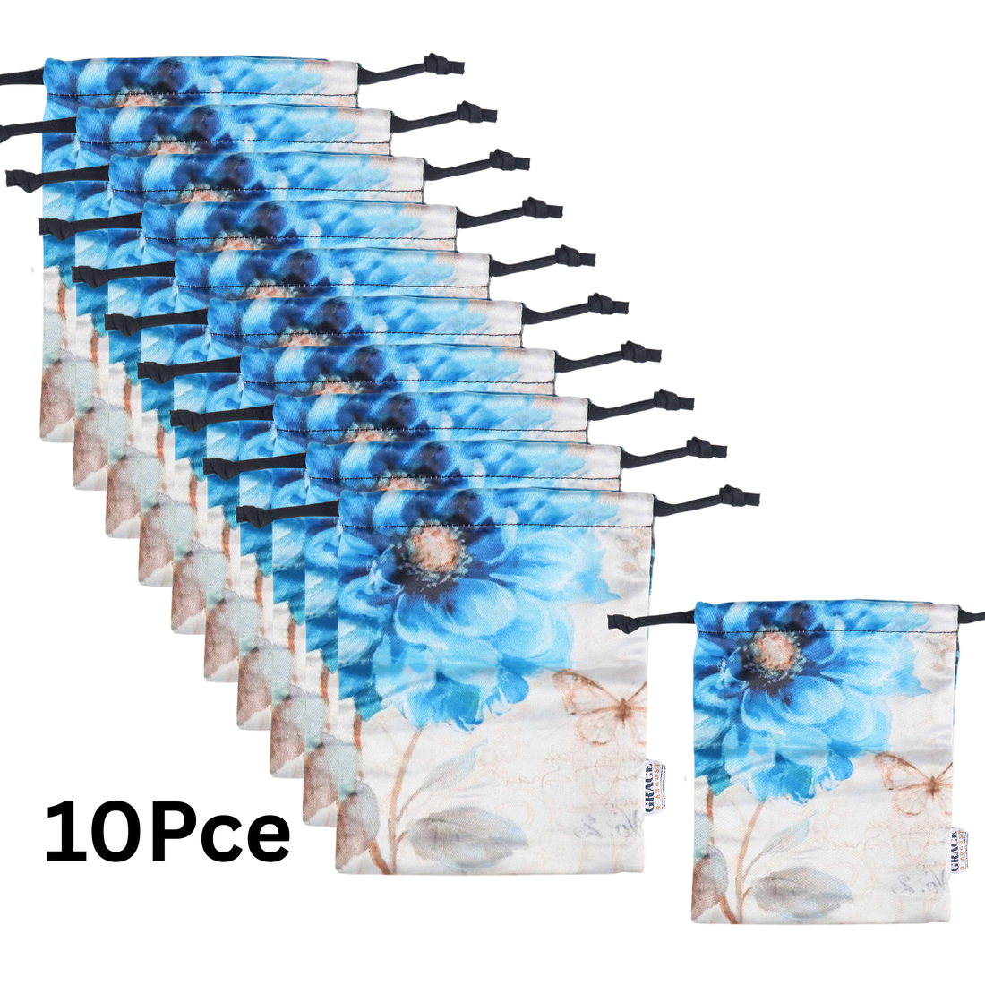 Drawstring Storage Bag - Blue Butterfly