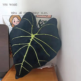 Green leaf plush pillow