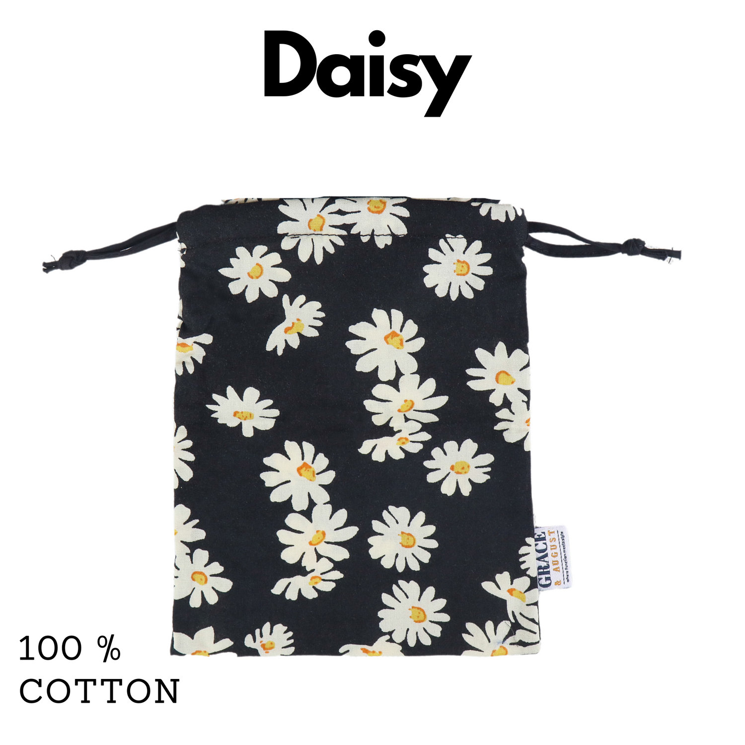 cotton daisy drawstring bag