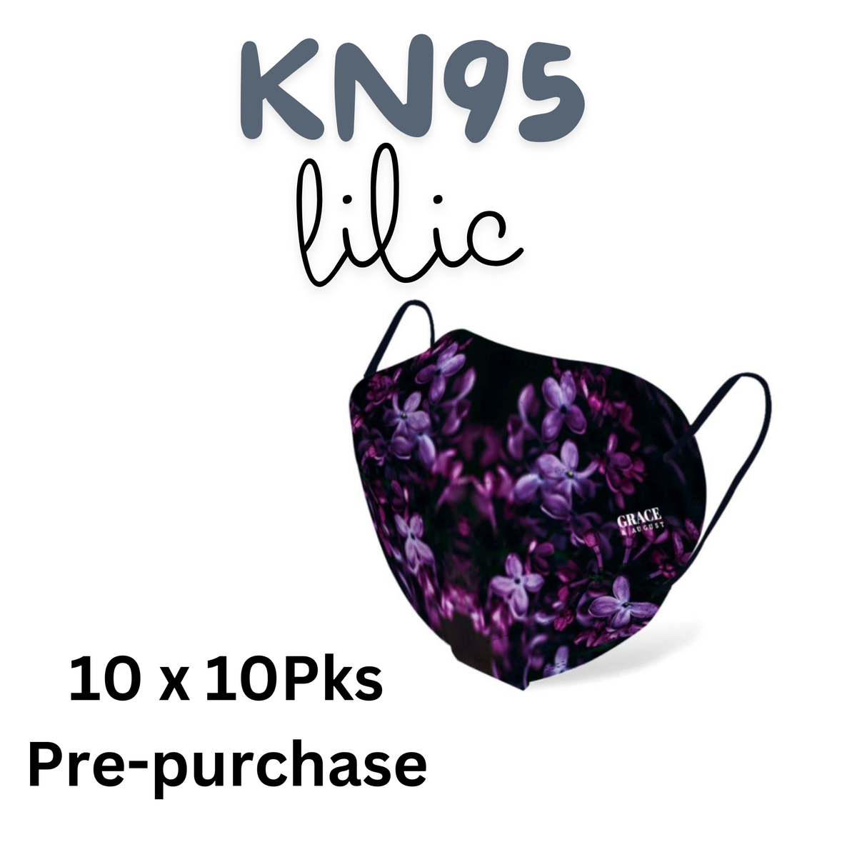 KN95 Disposable Protective Face Masks – Lilac Design (10- per pack)