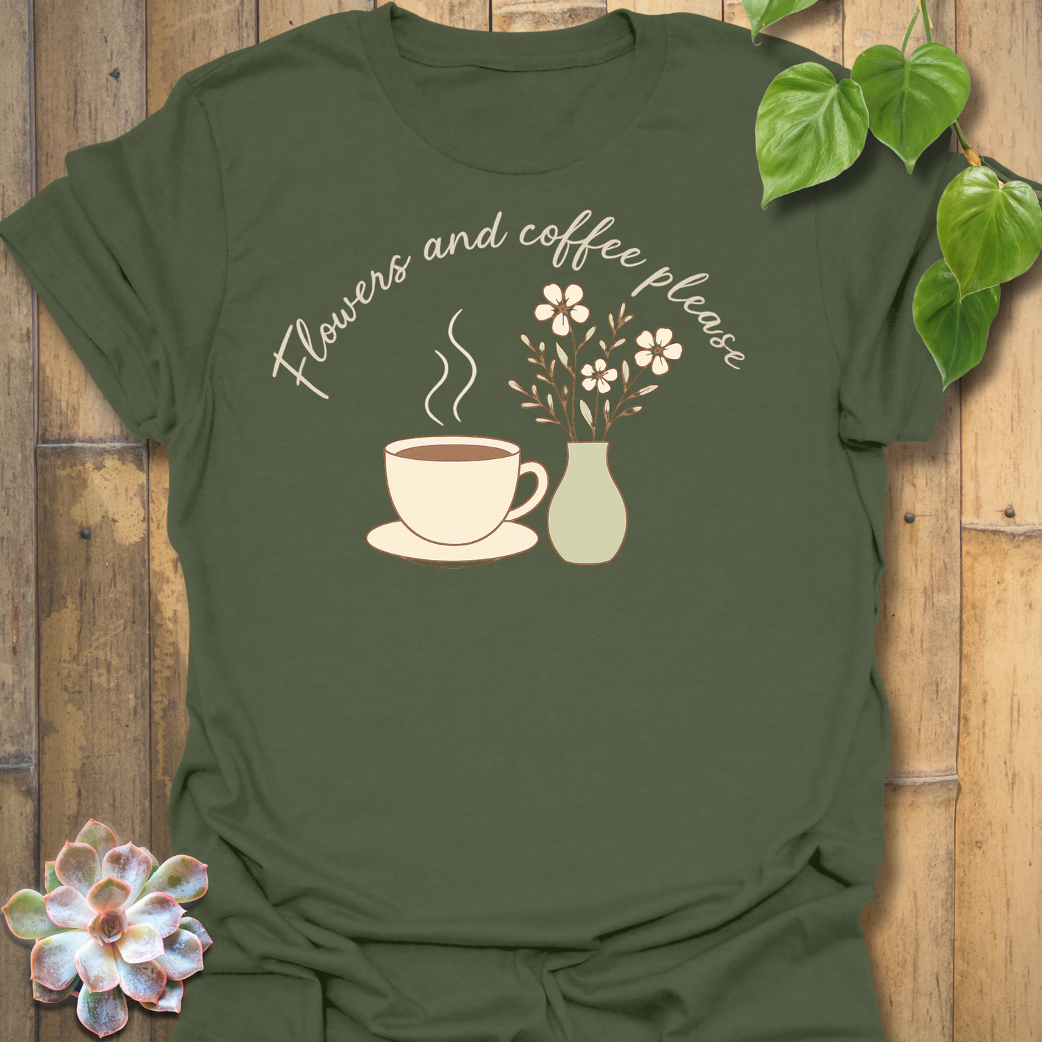 Flowers And Coffee T-shirt